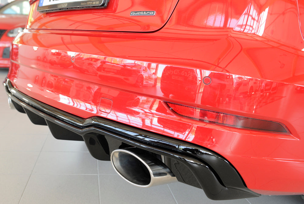 Rieger 00088187 Audi 8V Rear Diffuser for Sport Tailpipe Left & Right (A3 & S3) - Glossy Black