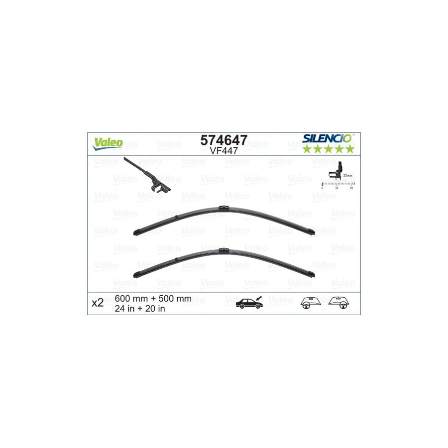 Valeo Silencio Flat Blade Set, Silencio X.Trm 574647 Wiper Blade | Duco Car Parts UK Car Parts