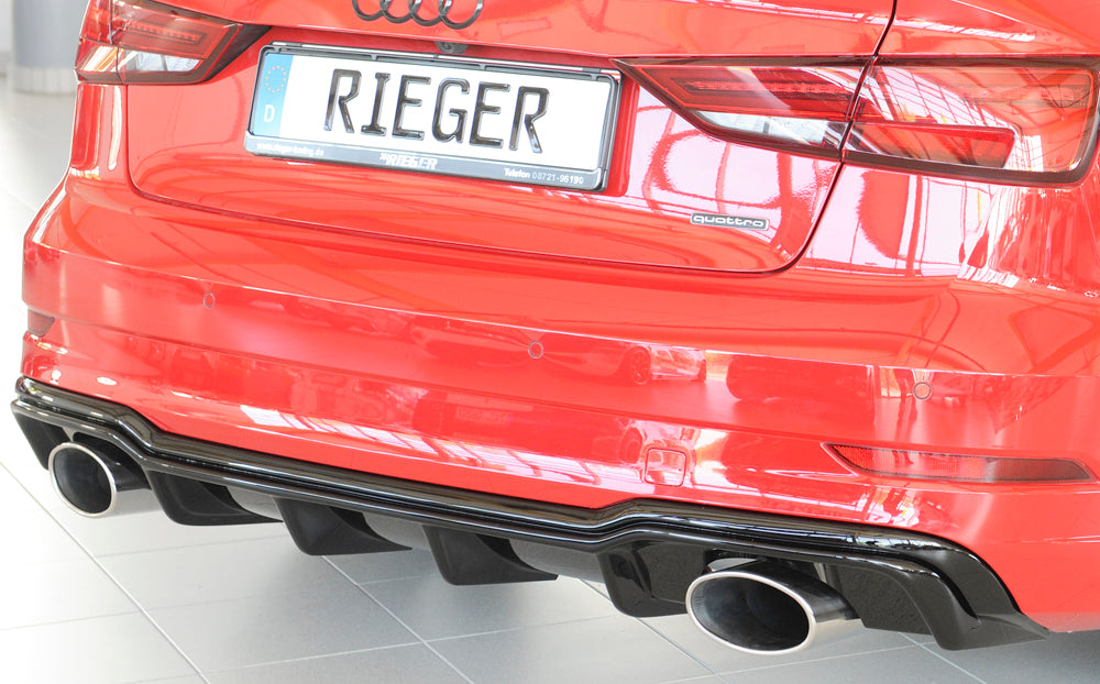 Rieger 00088187 Audi 8V Rear Diffuser for Sport Tailpipe Left & Right (A3 & S3) - Glossy Black