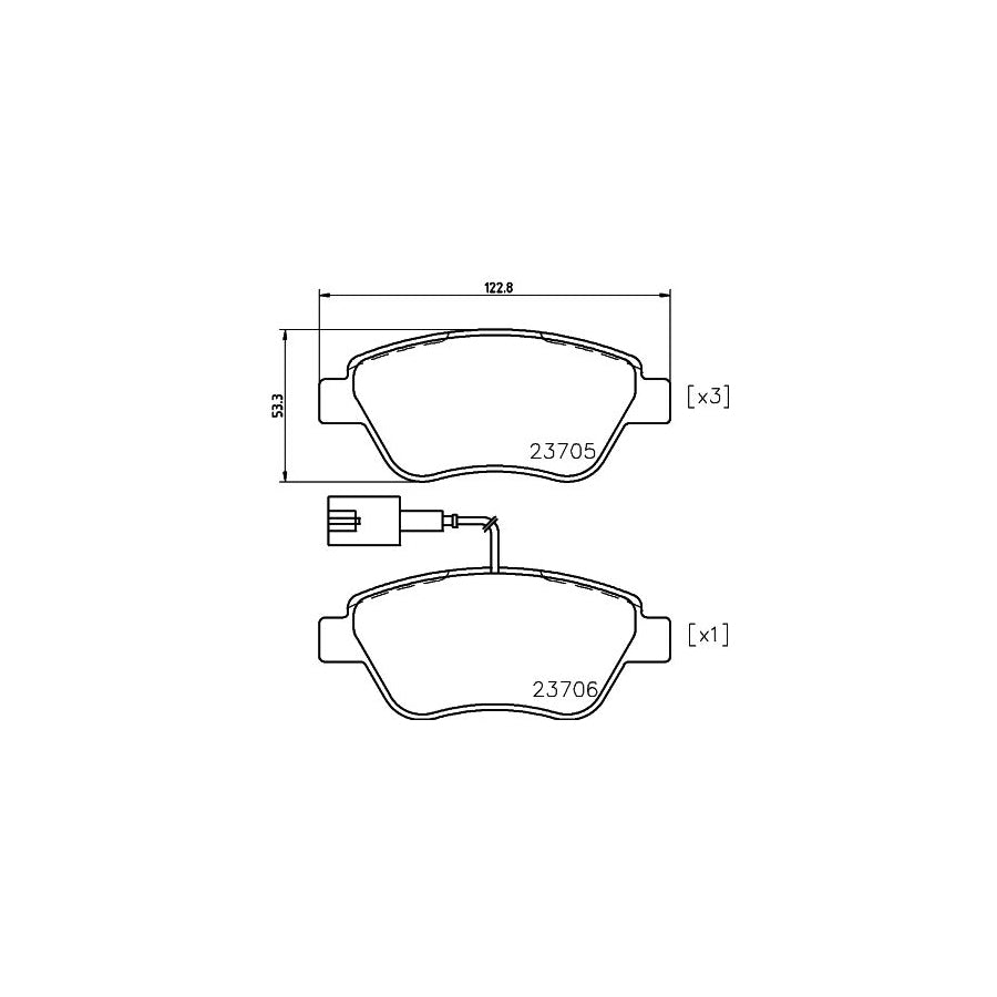 Hella 8DB 355 018 821 Brake Pad Set With Integrated Wear Warning Contact With Brake Caliper Screws With Accessories