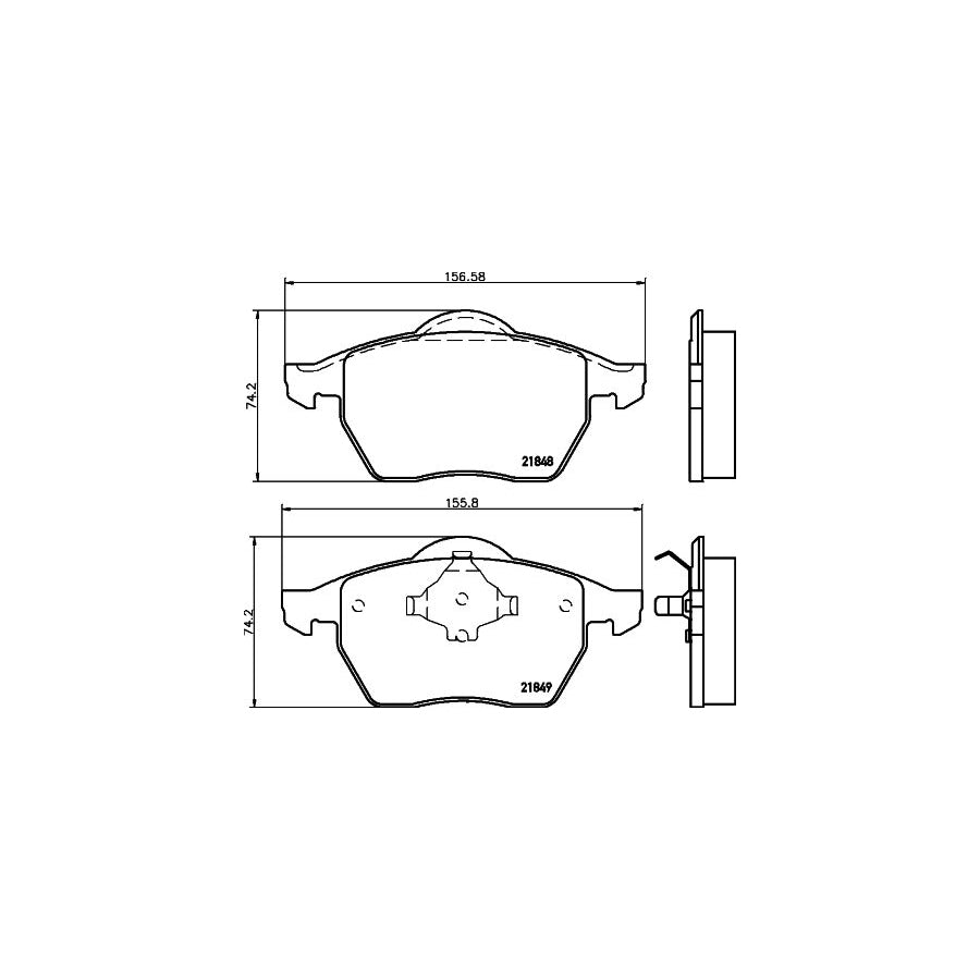 Hella 8DB 355 008 001 Brake Pad Set Not Prepared For Wear Indicator