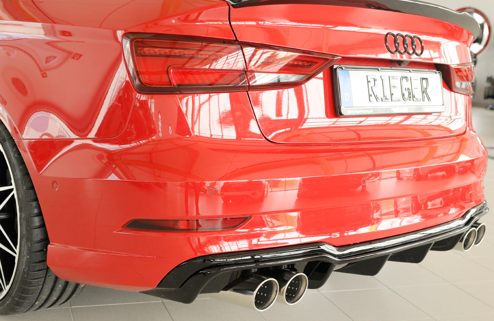 Rieger 00088186 Audi 8V A3 Rear Diffuser for Sport Tailpipe Left & Right - Glossy Black