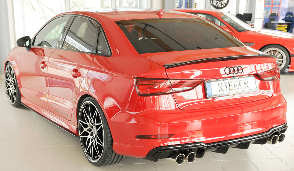 Rieger 00088186 Audi 8V A3 Rear Diffuser for Sport Tailpipe Left & Right - Glossy Black