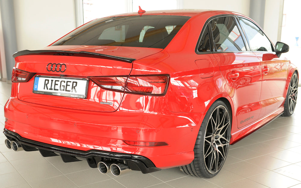 Rieger 00088186 Audi 8V A3 Rear Diffuser for Sport Tailpipe Left & Right - Glossy Black