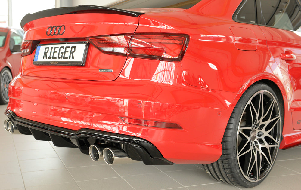 Rieger 00088186 Audi 8V A3 Rear Diffuser for Sport Tailpipe Left & Right - Glossy Black