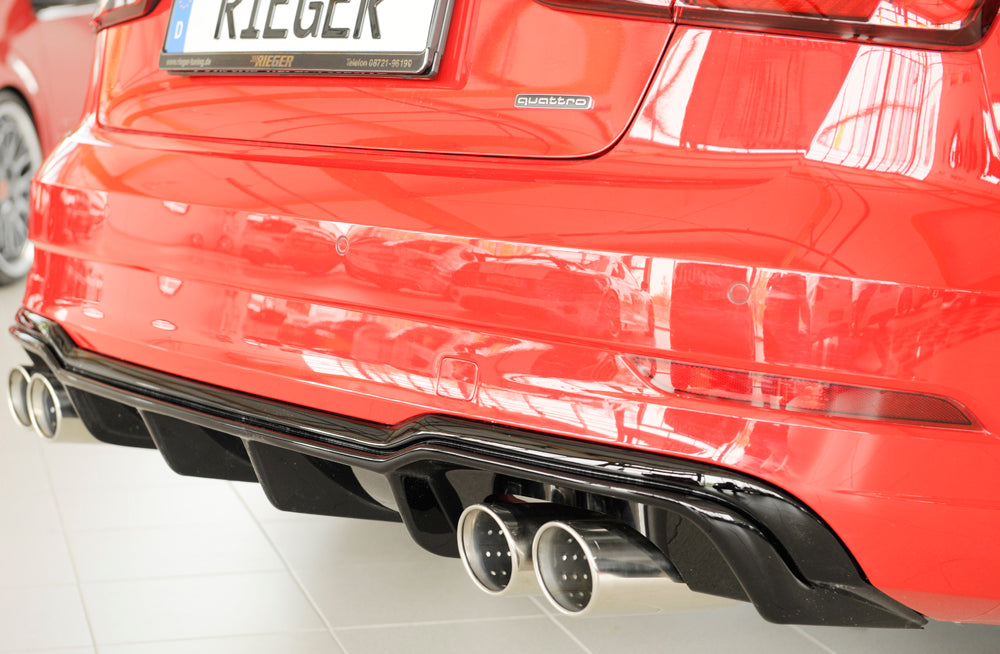 Rieger 00088186 Audi 8V A3 Rear Diffuser for Sport Tailpipe Left & Right - Glossy Black