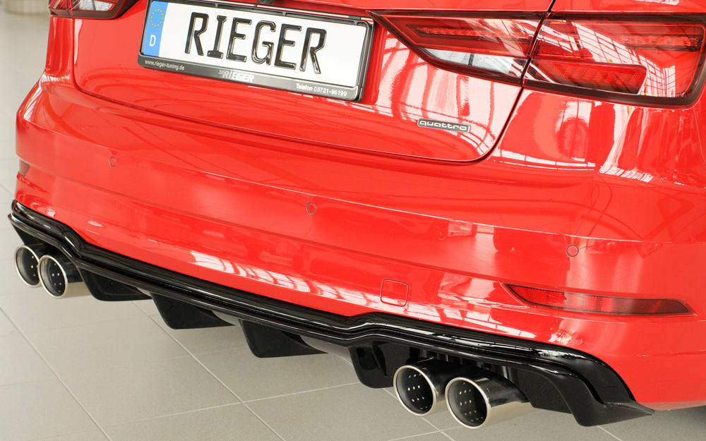 Rieger 00088186 Audi 8V A3 Rear Diffuser for Sport Tailpipe Left & Right - Glossy Black