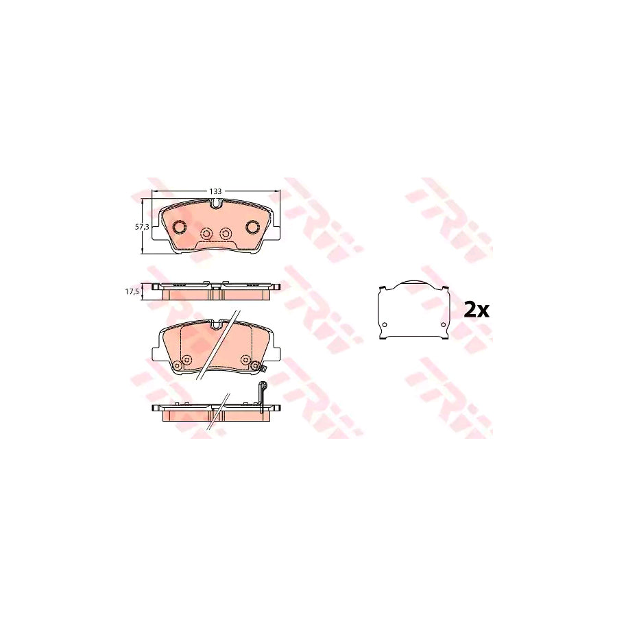 TRW Gdb3646 Brake Pad Set For Hyundai H350 With Acoustic Wear Warning With Accessories