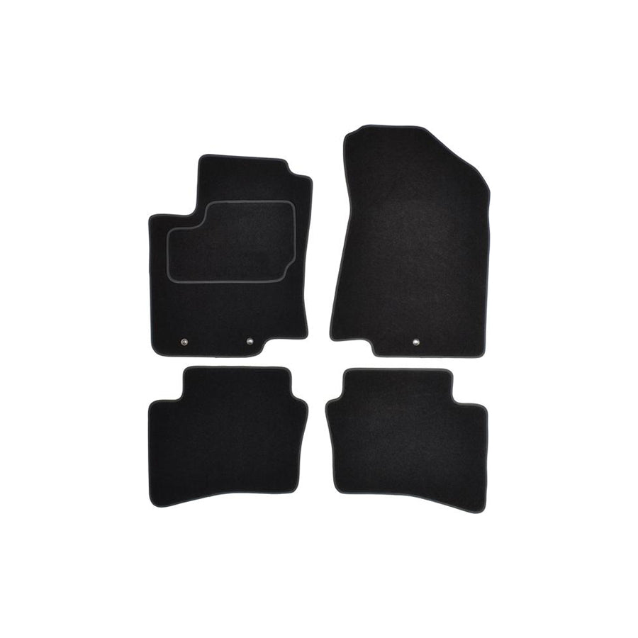 CUSTOPOL Tailored KIA220C Floor mat set for KIA Rio III Hatchback (UB) Textile, Front and Rear, Quantity: 4, Black