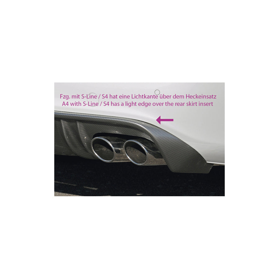 Rieger Audi B8 A4 Pre-Facelift without S-Line Exterior Diffuser for Original Twin Tailpipe Left - Carbon-Look