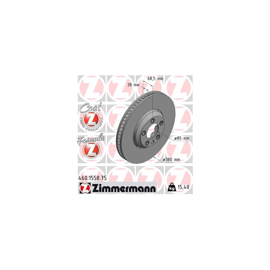 ZIMmERMANN 460 1558 75 Brake Disc for PORSCHE Cayenne 9PA Two piece brake disc Vented Coated Alloyed High carbon