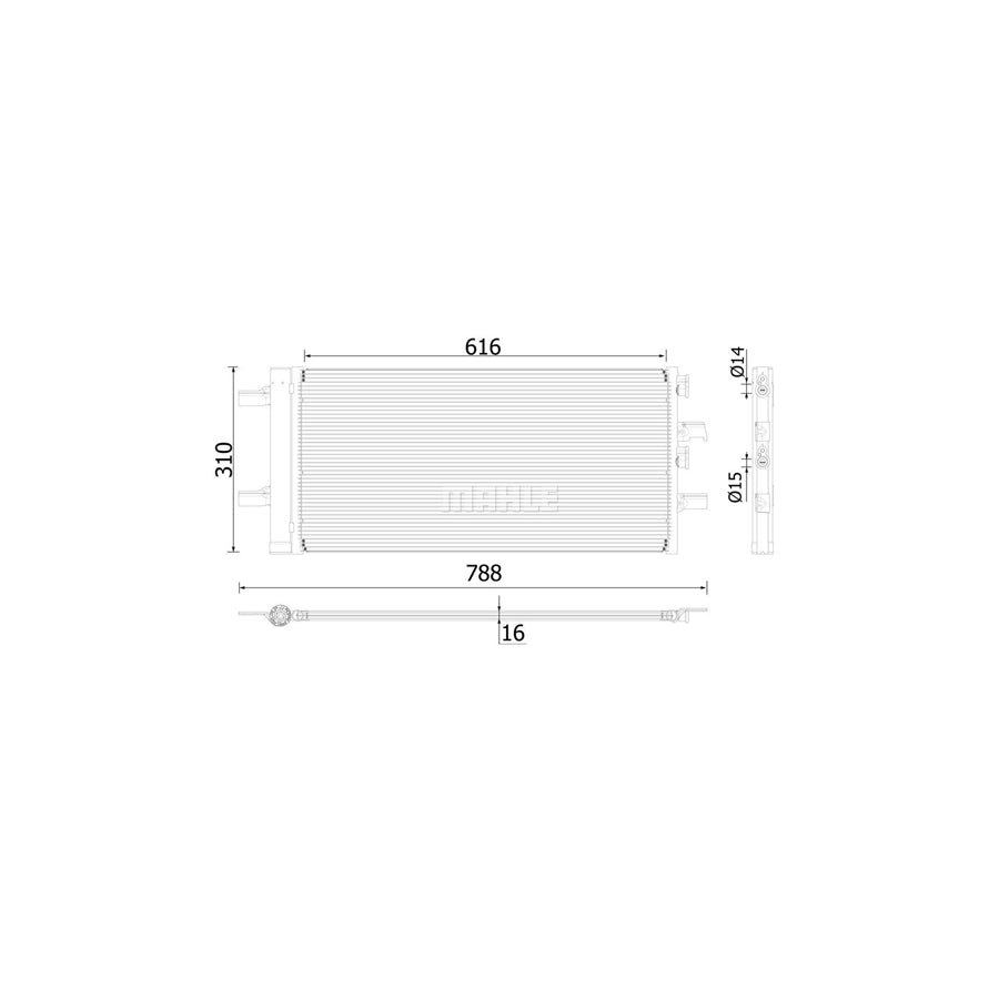 MAHLE ORIGINAL AC 891 000P Air conditioning condenser with dryer