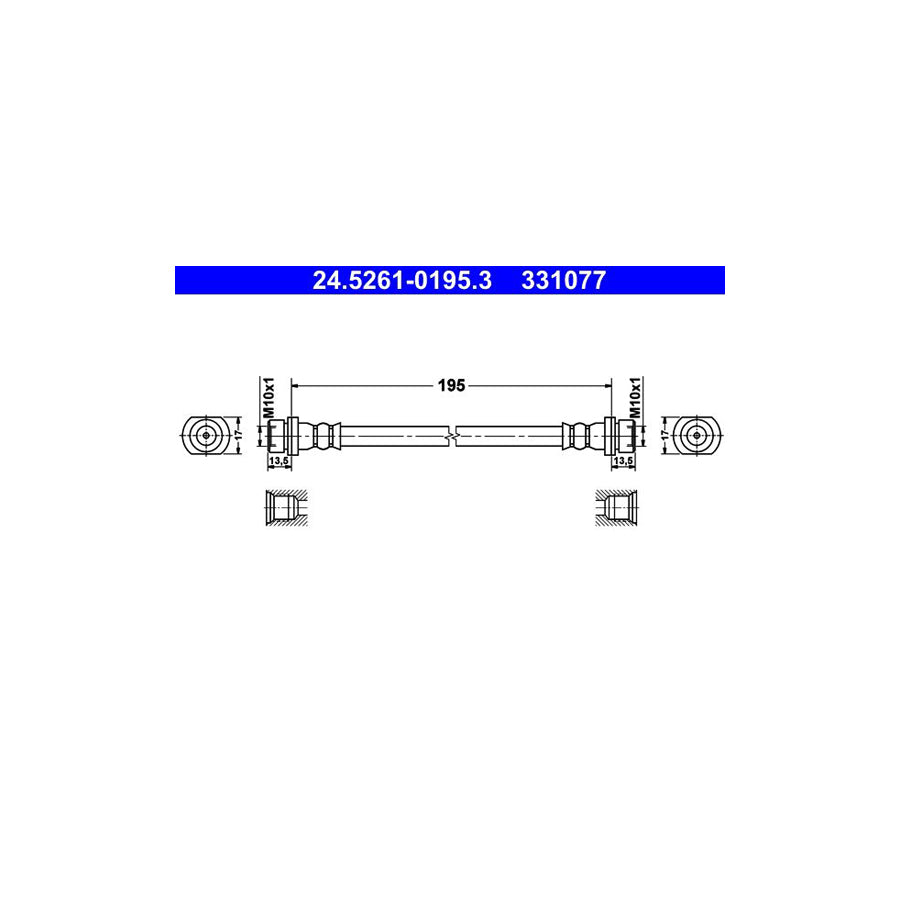 ATE 24 5261 0195 3 Brake Hose 195Mm M10X1