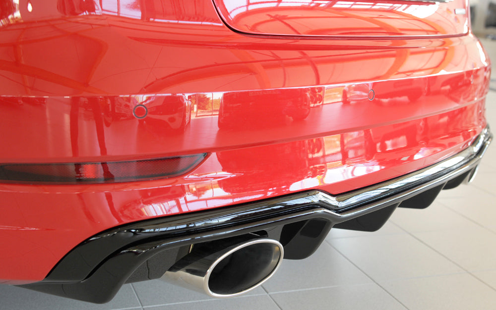 Rieger 00088187 Audi 8V Rear Diffuser for Sport Tailpipe Left & Right (A3 & S3) - Glossy Black