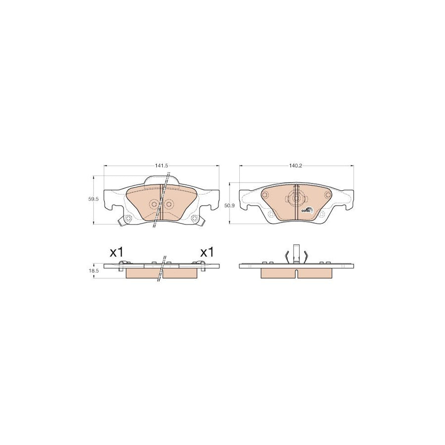 TRW Cotec Gdb4448 Brake Pad Set For Jeep Grand Cherokee Iv Wk Wk2 With Acoustic Wear Warning
