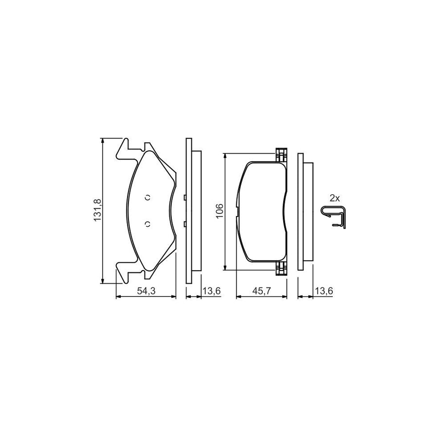 Bosch 0986424264 Brake Pad Set For Toyota Starlet With Acoustic Wear Warning BP127