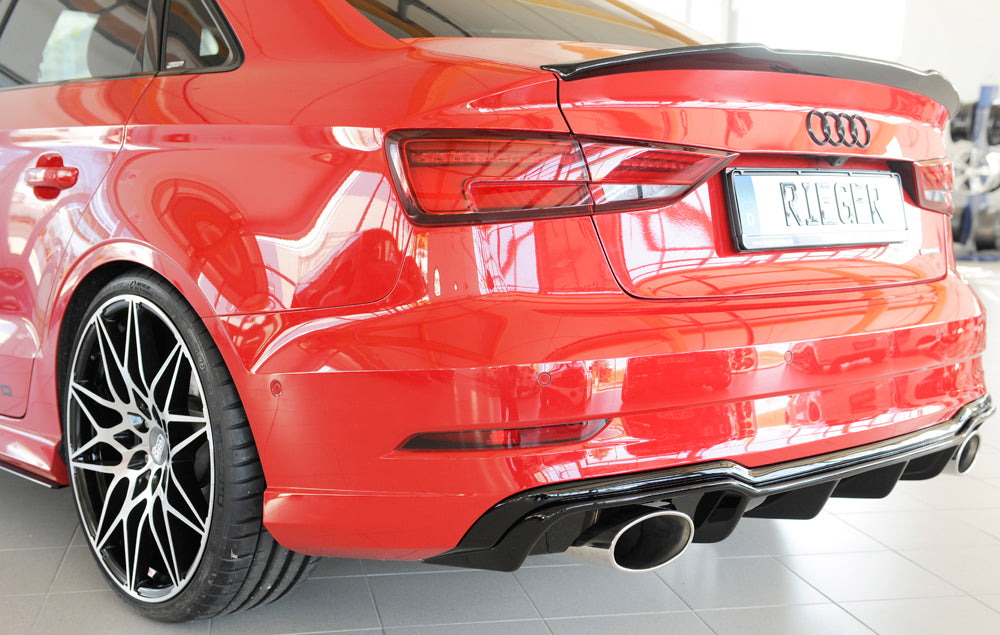 Rieger 00088187 Audi 8V Rear Diffuser for Sport Tailpipe Left & Right (A3 & S3) - Glossy Black