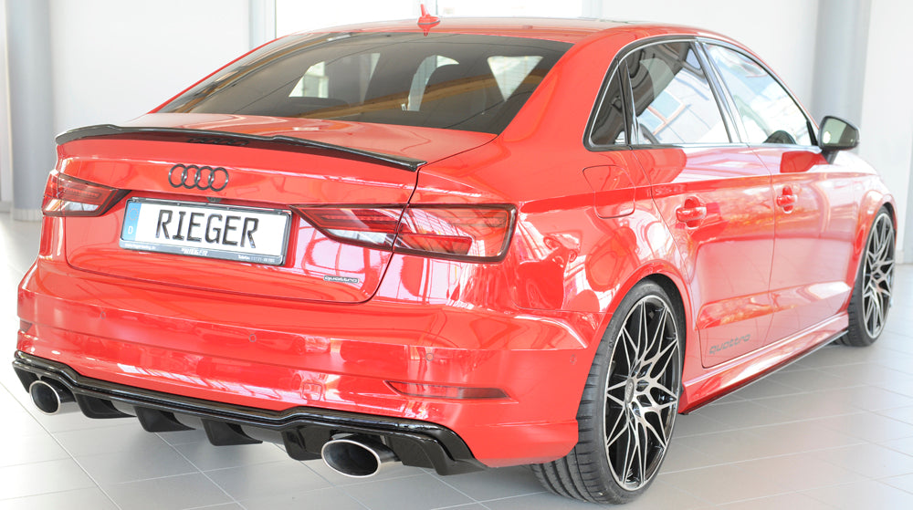 Rieger 00088187 Audi 8V Rear Diffuser for Sport Tailpipe Left & Right (A3 & S3) - Glossy Black