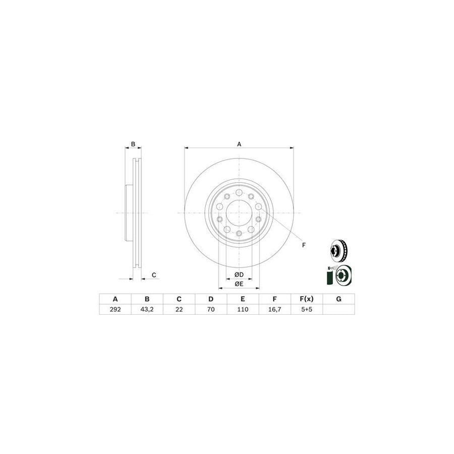 BOSCH 0 986 479 D99 Brake Disc Vented Coated