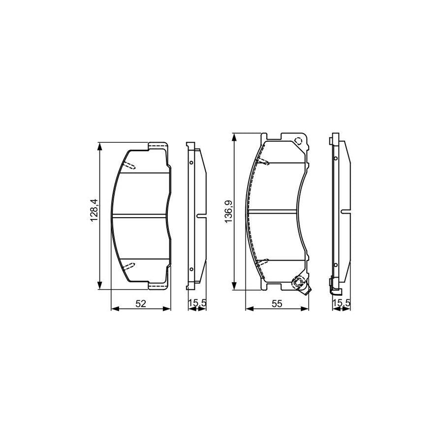Bosch 0986495327 Brake Pad Set For Toyota Previa Estima I Xr10 Xr20 With Acoustic Wear Warning With Mounting Manual BP1616