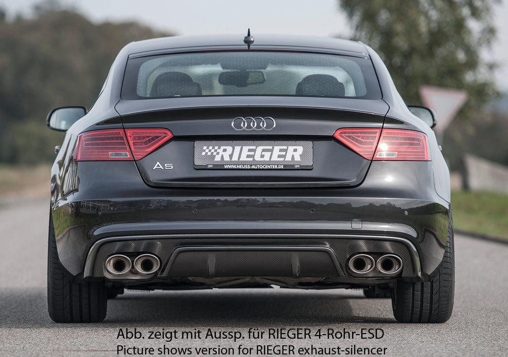 Rieger 00099223 Audi B8 B81 S5 Rear Diffuser for Original Twin Tailpipe Left & Right - Carbon-Look