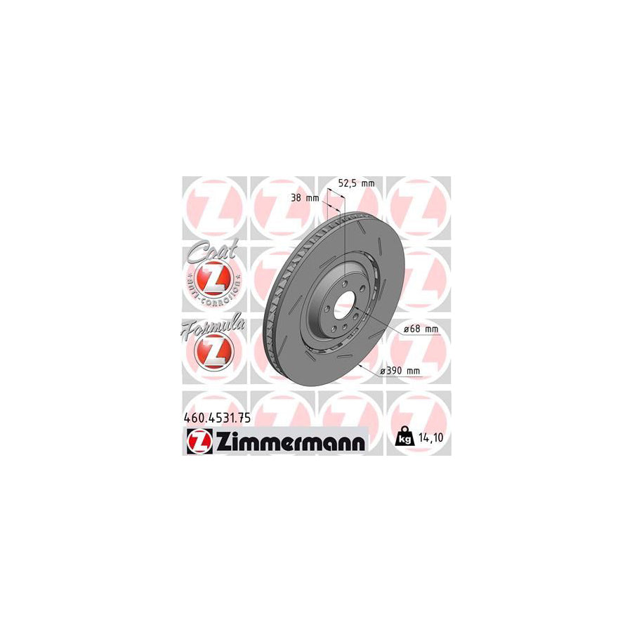 ZIMmERMANN 460 4531 75 Brake Disc for PORSCHE Macan 95B Slotted Two piece brake disc Vented Coated Alloyed High carbon