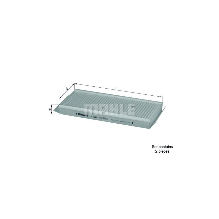 MAHLE ORIGINAL LA 349/S Pollen filter for HYUNDAI TERRACAN Particulate Filter