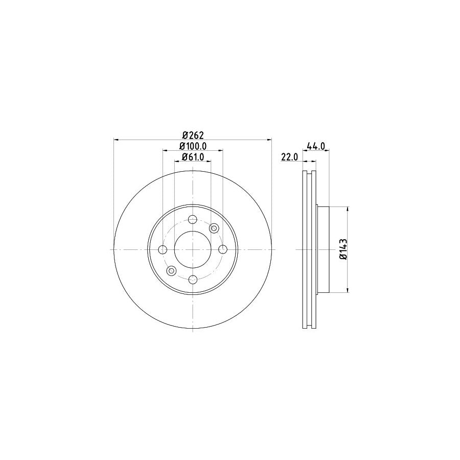 HELLA PRO High Carbon 8DD 355 127 141 Brake Disc Internally Vented Coated High carbon without wheel hub without wheel studs