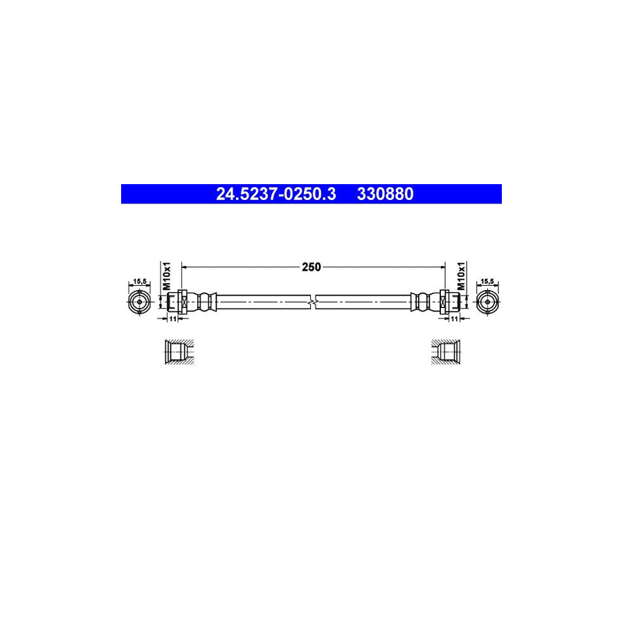ATE 24 5237 0250 3 Brake Hose 250Mm