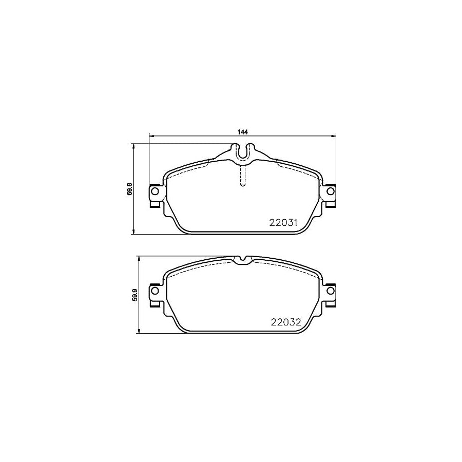 Hella 8DB 355 021 551 Brake Pad Set Prepared For Wear Indicator With Brake Caliper Screws