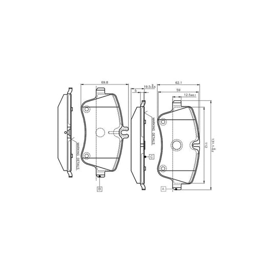 Bosch 0986Tb2814 Brake Pad Set Excl Wear Warning Contact With Bolts With Accessories