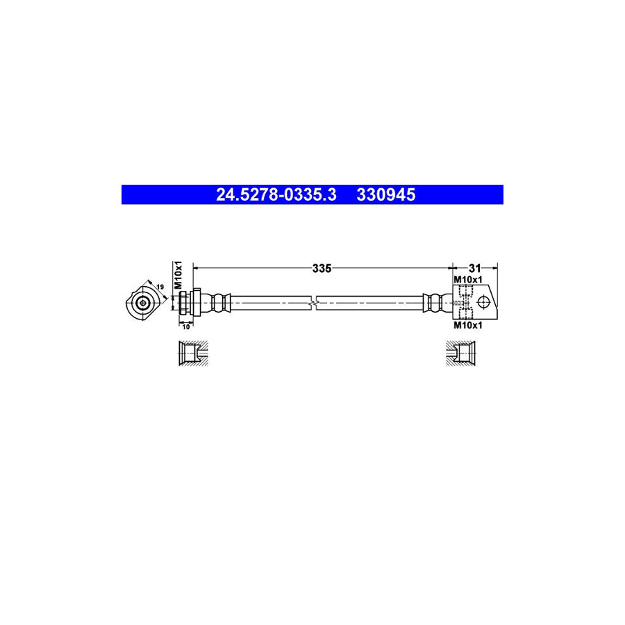 ATE 24 5278 0335 3 Brake Hose 335Mm