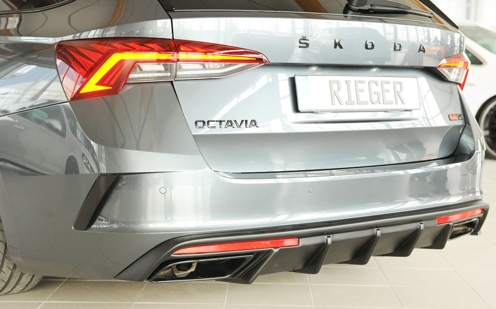 Rieger 00079036 Skoda NX Octavia RS Rear Diffuser - Matte Black