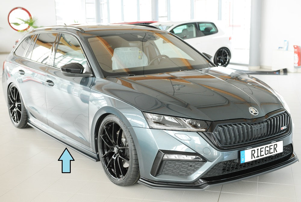 Rieger 00079035 Skoda NX Right Side Skirt Splitter (Octavia RS & Octavia) - Matte Black