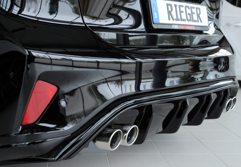 Rieger 00088195 Ford DEH Focus 4 Rear Diffuser for Twin Tailpipe Left & Right (Inc. Focus 4 ST) - Glossy Black