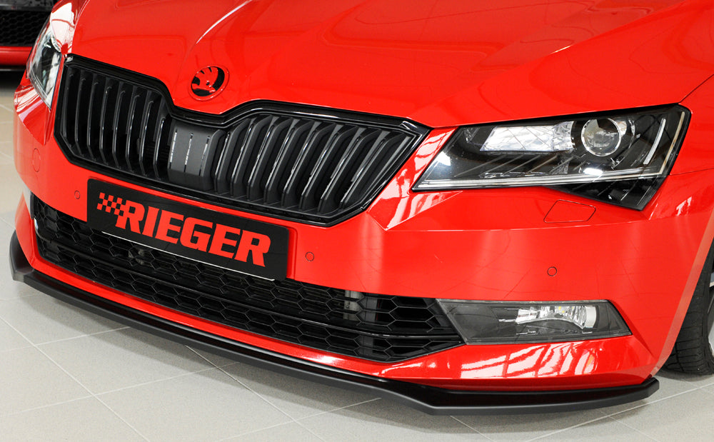 Rieger 00079040 Skoda 3T 3V Superb III Front Splitter - Matte Black