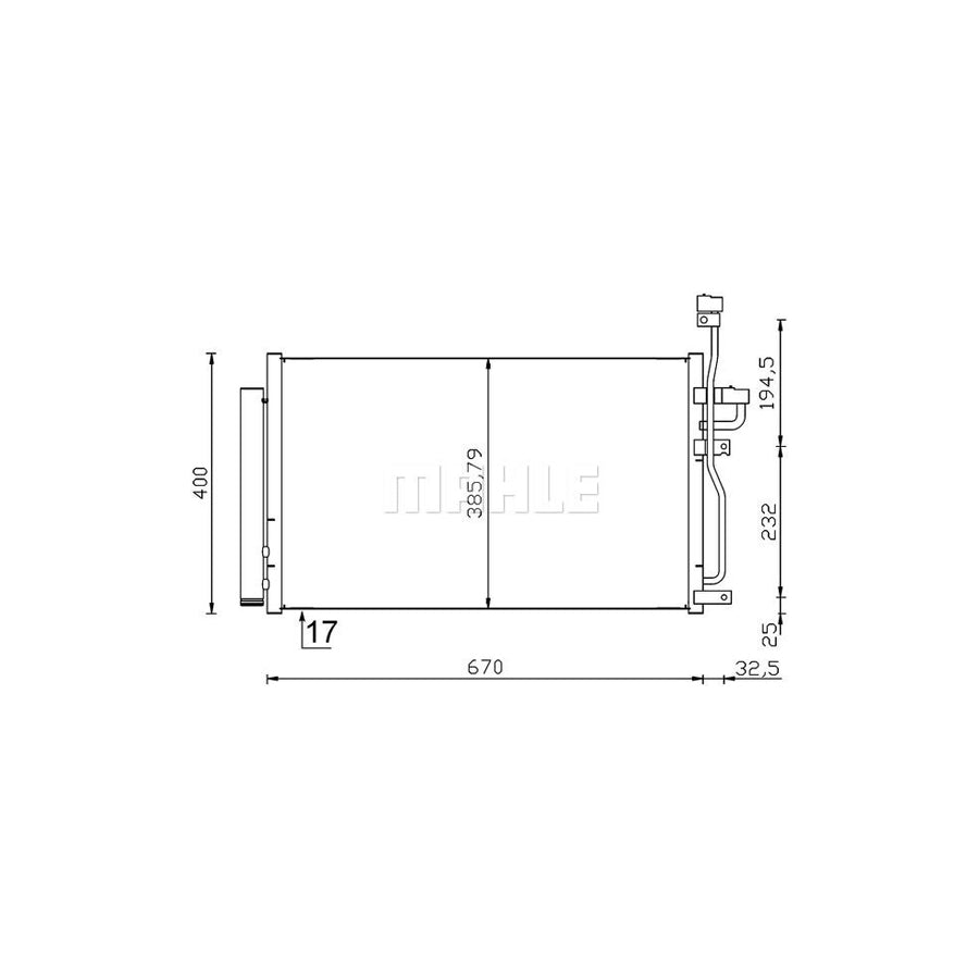 MAHLE ORIGINAL AC 716 001S Air conditioning condenser with dryer