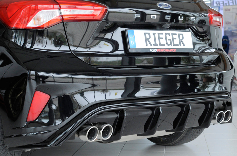 Rieger 00088195 Ford DEH Focus 4 Rear Diffuser for Twin Tailpipe Left & Right (Inc. Focus 4 ST) - Glossy Black