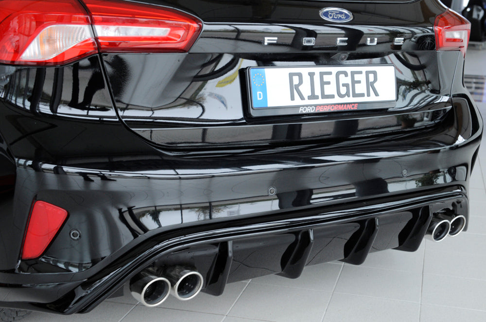 Rieger 00088195 Ford DEH Focus 4 Rear Diffuser for Twin Tailpipe Left & Right (Inc. Focus 4 ST) - Glossy Black