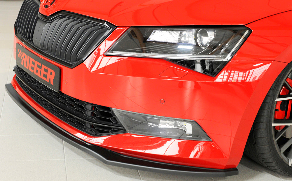 Rieger 00079040 Skoda 3T 3V Superb III Front Splitter - Matte Black