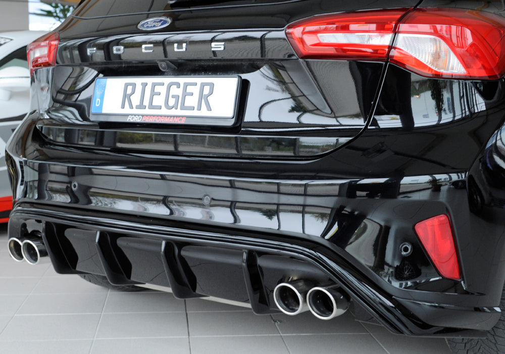 Rieger 00088195 Ford DEH Focus 4 Rear Diffuser for Twin Tailpipe Left & Right (Inc. Focus 4 ST) - Glossy Black