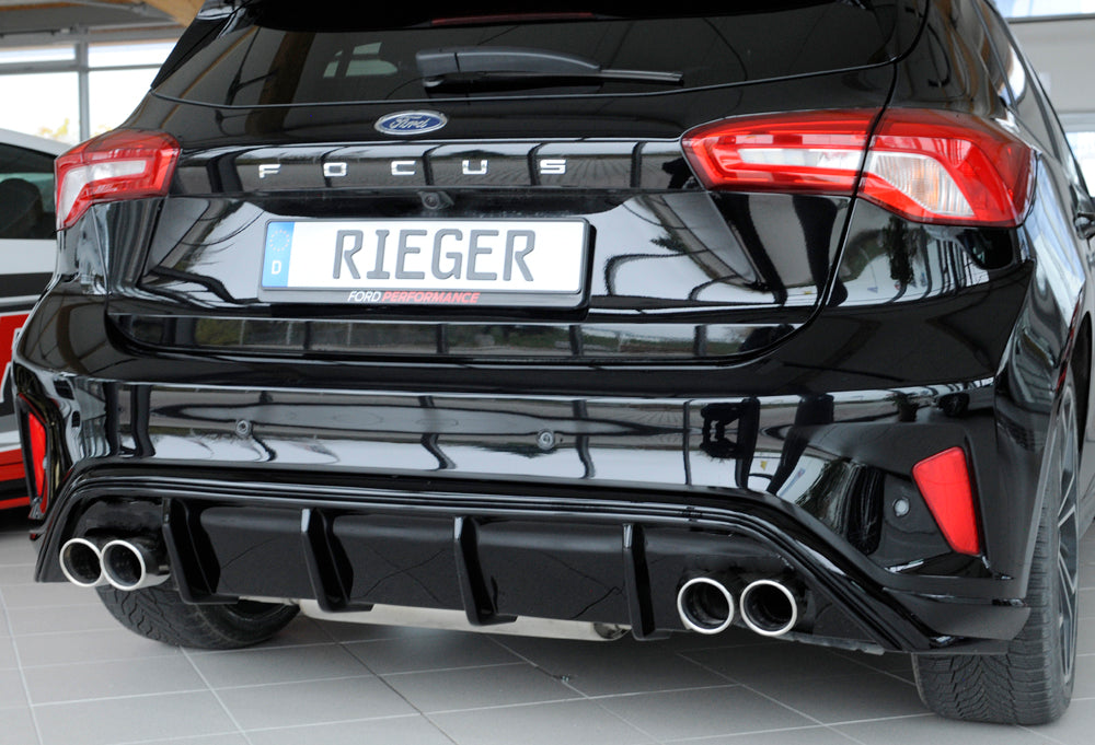 Rieger 00088195 Ford DEH Focus 4 Rear Diffuser for Twin Tailpipe Left & Right (Inc. Focus 4 ST) - Glossy Black