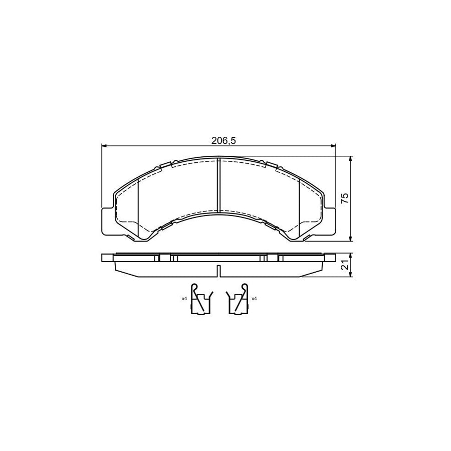 Bosch 0986494677 Brake Pad Set For Toyota Dyna With Anti Squeak Plate BP1672