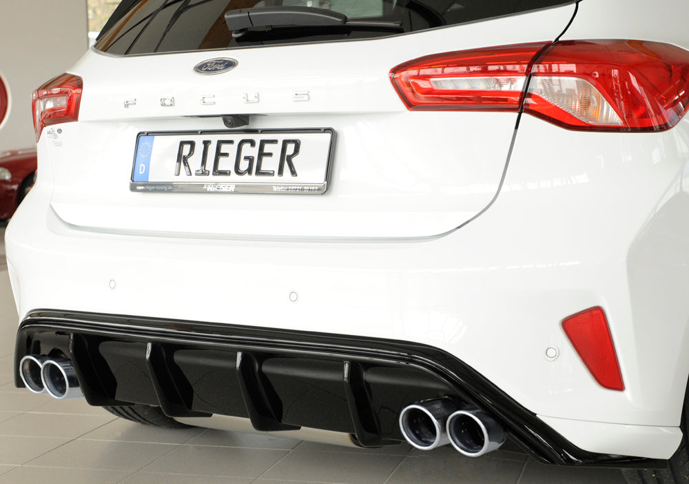 Rieger 00088195 Ford DEH Focus 4 Rear Diffuser for Twin Tailpipe Left & Right (Inc. Focus 4 ST) - Glossy Black