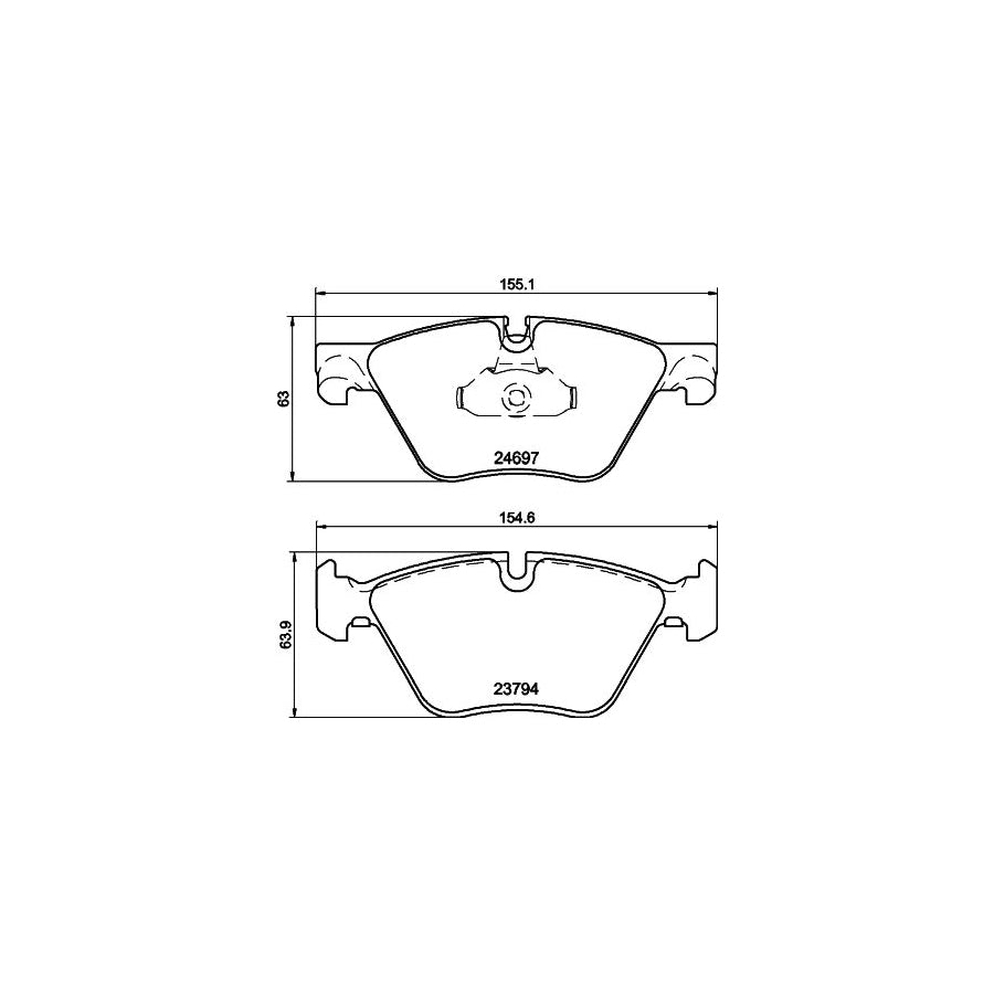 Hella 8DB 355 014 351 Brake Pad Set For Bmw 5 Series Prepared For Wear Indicator