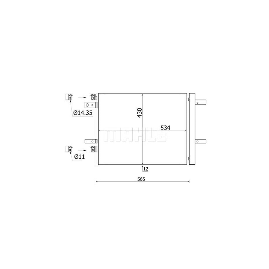 MAHLE ORIGINAL AC 965 000S Air conditioning condenser without gasket / seal, with dryer