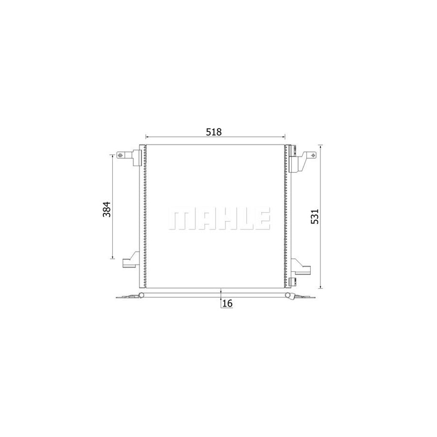 MAHLE ORIGINAL AC 259 000S Air conditioning condenser suitable for MERCEDES-BENZ ML-Class (W163) without dryer