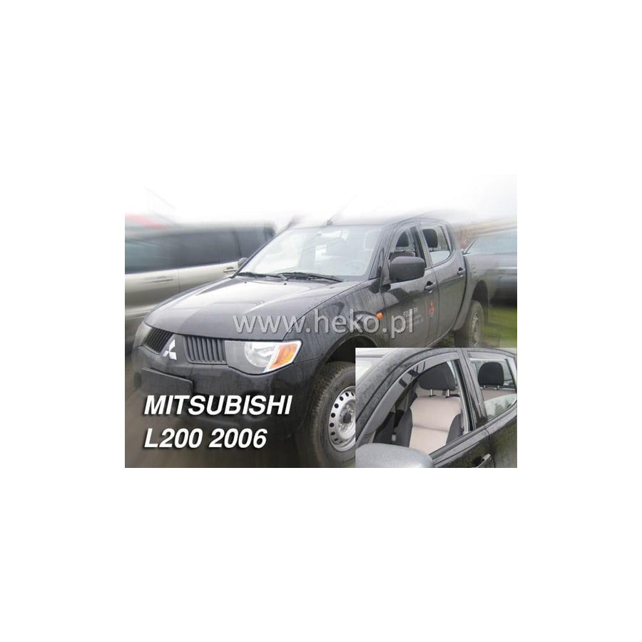 HEKO 23348 Wind deflectors for MITSUBISHI L200 / Triton IV Pickup (KA, KB) Arrow direction, Front, Rear, Vehicle Door, Smoke Grey