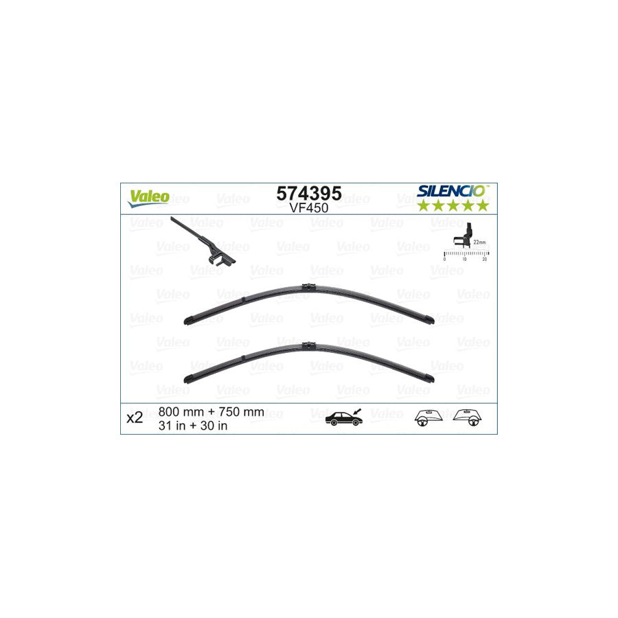 Valeo Silencio Flat Blade Set, Silencio X.Trm 574395 Wiper Blade For Citro?? C4 | Duco Car Parts UK Car Parts