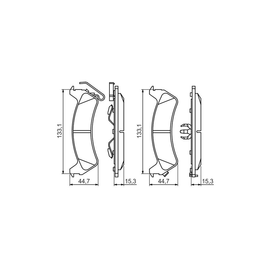 Bosch 0986494348 Brake Pad Set For Jeep Grand Cherokee I Zj Zg With Acoustic Wear Warning With Anti Squeak Plate With Piston Clip BP1256